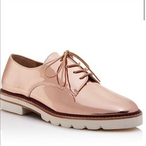 Stuart Weitzman Metallic Rose Gold Oxfords